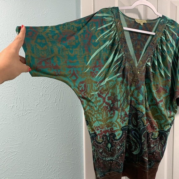 Dolman Sleeves Bleu Lounge Top - Picture 2 of 8